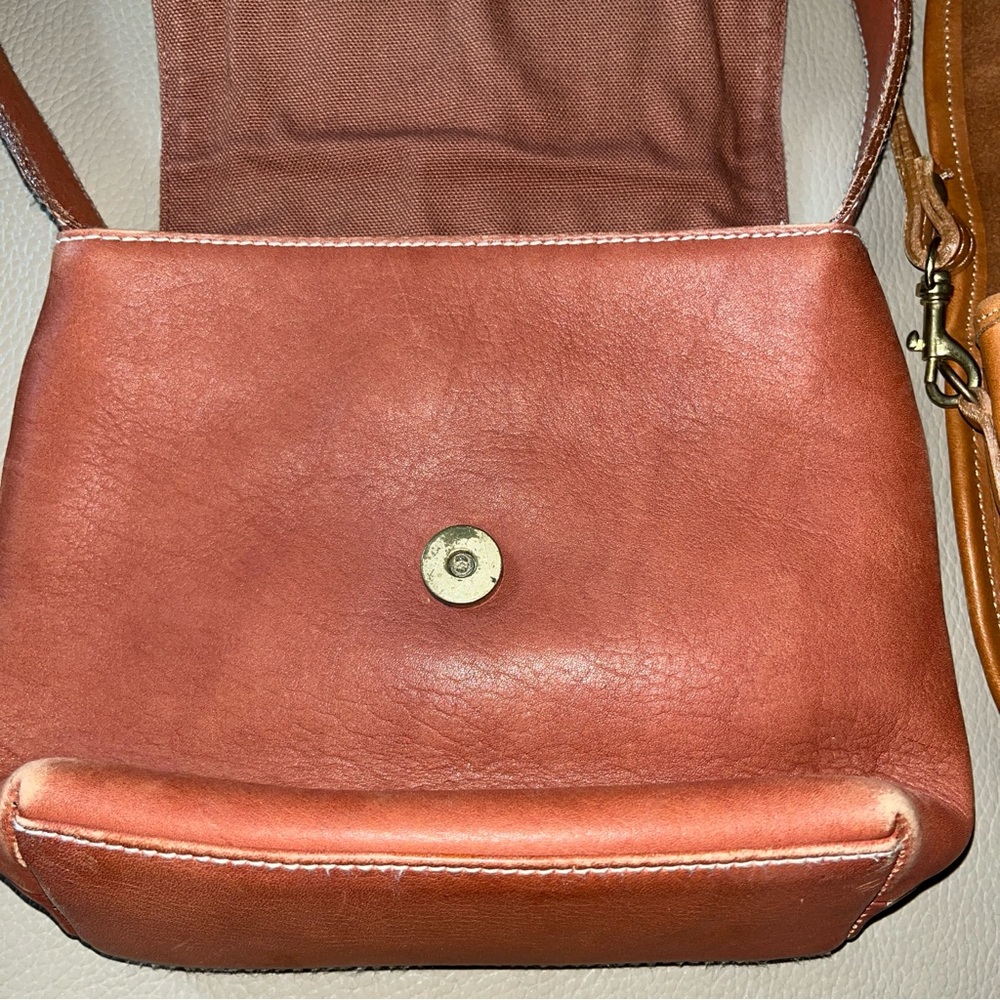 2 Leather Purses/ JG Hook & Unbranded Crossbody caramel/ brown flap over Vintage - Picture 5 of 16
